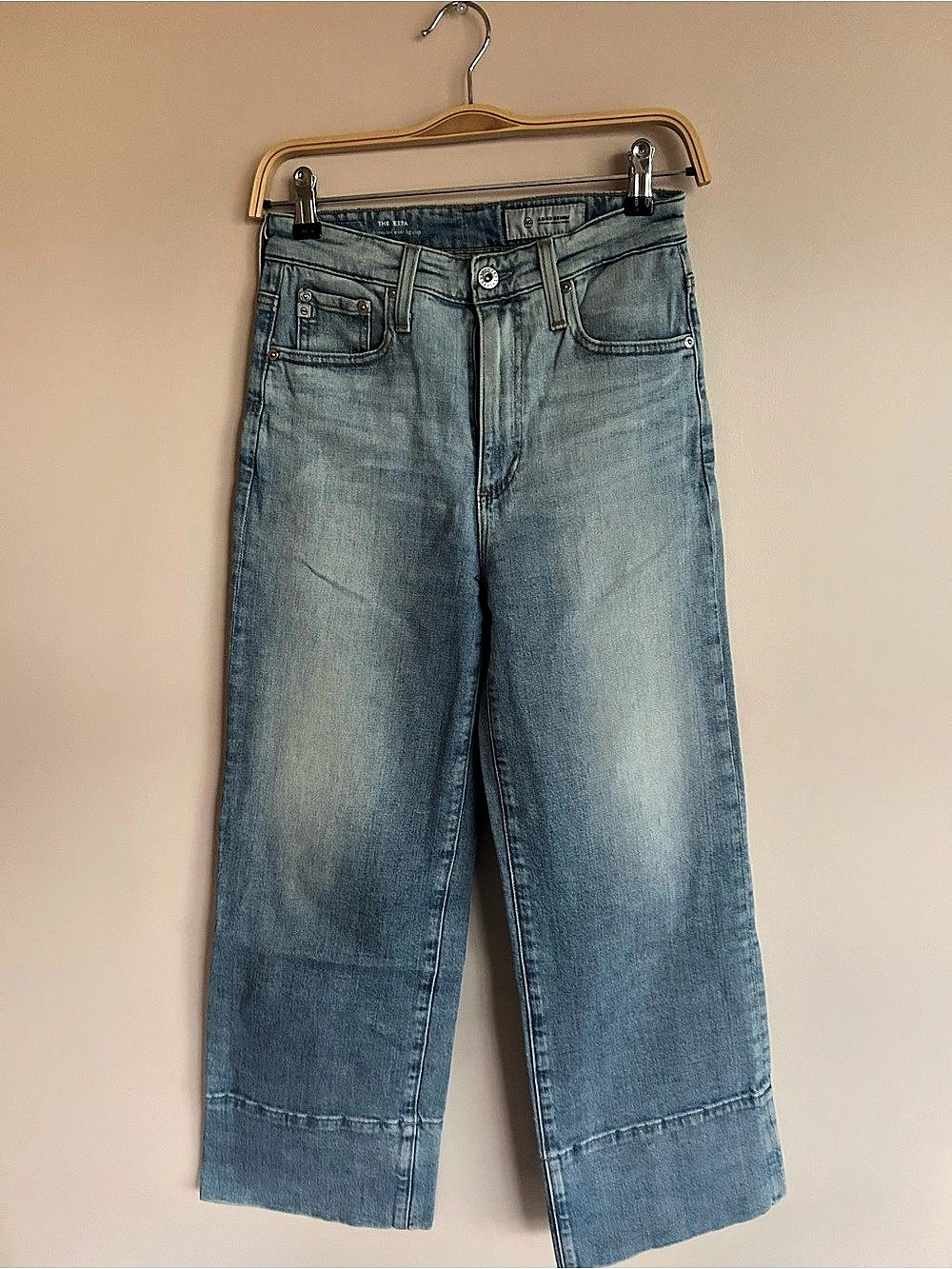 AG Cropped Wide Leg Jeans in Blue Like New